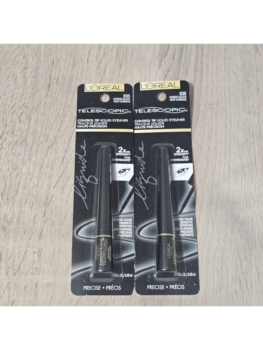 L'Oreal Paris Telescopic Precision Liquid Eyeliner, 835 Carbon Black Lot Of 2